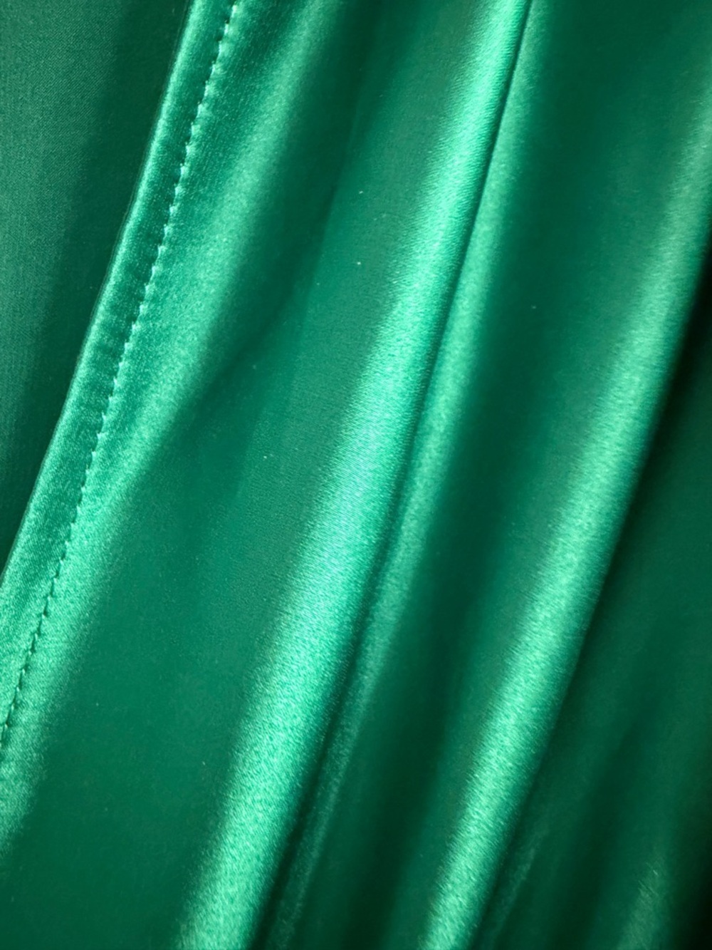 SOLD SHEIN Green Satin Pleated V-Neck Maxi Dress - Picture 6 of 8